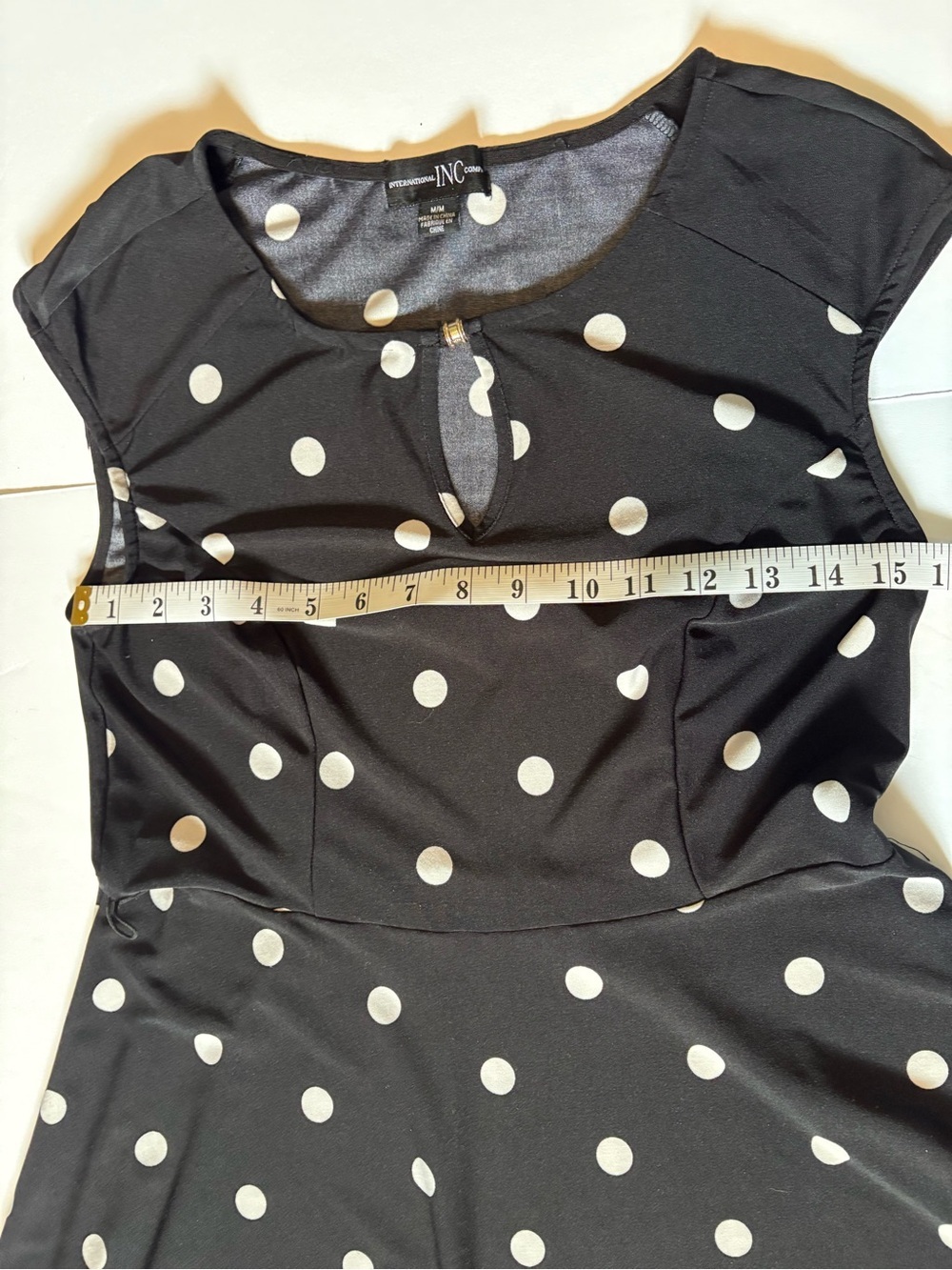 INC International Company, vintage inspired, black white Polka Dot Dress, Sz M. - Picture 7 of 11